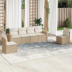 vidaXL Salon de jardin avec coussins 6 pcs beige résine tressée 