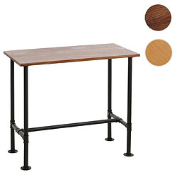 Mendler Table de bar HWC-N21, table de bar, table de bistrot, repose-pieds en métal industriel pin massif 108x120x61cm ~ brun 