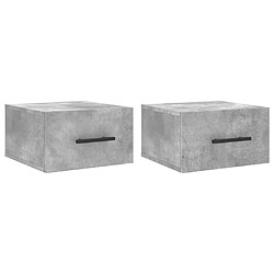 vidaXL Tables de chevet murales 2 pcs gris béton 35x35x20 cm