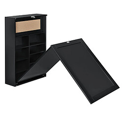 Helloshop26 Table murale pliable bureau mural rabattable MDF 156 cm noir 03_0004360