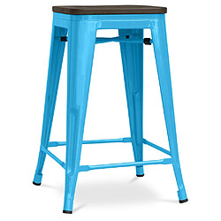 ICONIK INTERIOR Tabouret Stylix en bois - Métal - 60cm Turquoise 