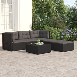 vidaXL Salon de jardin 5 pcs avec coussins Noir Résine tressée