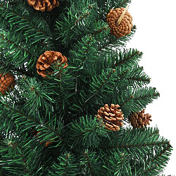 Avis vidaXL Sapin de Noël mince avec bois véritable et cônes vert 150cm PVC