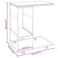 vidaXL Table d'appoint avec roues noir 55x36x63,5 cm bois d'ingénierie pas cher