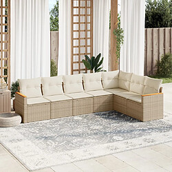 vidaXL Salon de jardin avec coussins 7 pcs beige résine tressée