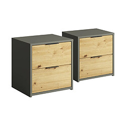 Bestmobilier Nicosie - lot de 2 tables de chevet - bois et gris - 44 cm