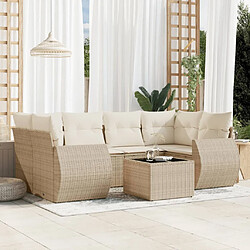 vidaXL Salon de jardin avec coussins 7 pcs beige résine tressée 