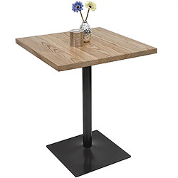 Mendler Table de bistrot HWC-H10, table de bar, industrielle Gastro métal orme massif 70x70cm ~ brun clair
