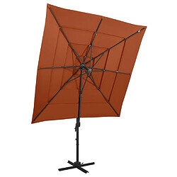 ComfortXL Parasol à 4 Niveaux Avec Mât En Aluminium Terre Cuite 250x250cm 