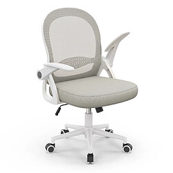 Chaise de bureau ergonomique - Chaise de bureau Rattantree pour chambre à coucher - Chaises d'ordinateur pivotantes - Chaise en maille à dossier moyen avec accoudoirs rabattables et support lombaire - Gris