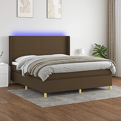 vidaXL Sommier à lattes de lit matelas et LED Marron foncé 160x200 cm 