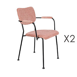 Mes Lot de 2 fauteuils repas en tissu rose - BENSON 