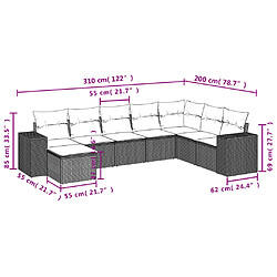 Avis vidaXL Salon de jardin avec coussins 8 pcs beige résine tressée