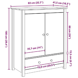 vidaXL Buffet Noir 83x41,5x100 cm Bois massif de pin pas cher