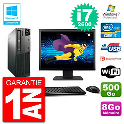 PC Lenovo M82 SFF Ecran 19" i7-2600 RAM 8Go Disque 500Go Graveur DVD Wifi W7 - Occasion