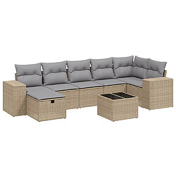 vidaXL Salon de jardin avec coussins 8pcs mélange beige résine tressée