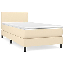 Maison Chic Structures de lit + matelas,Lit à sommier tapissier et matelas pour Chambre Crème 90x190 cm Tissu -MN77810