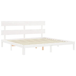 Acheter vidaXL Cadre de lit avec tête de lit blanc 200x200 cm bois massif