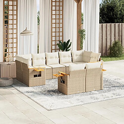 Maison Chic Salon de jardin avec coussins 9 pcs | Ensemble de Table et chaises | Mobilier d'Extérieur beige résine tressée -GKD77924