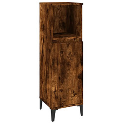 Maison Chic Armoire de bain,Meuble de rangement de salle de bain,Meuble haut chêne fumé 30x30x100 cm bois d'ingénierie -GKD257786