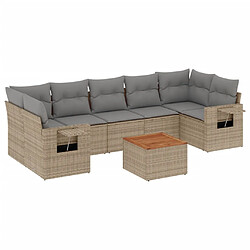 vidaXL Salon de jardin avec coussins 8pcs mélange beige résine tressée