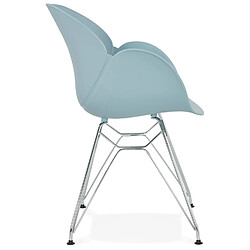 Avis Alterego Chaise moderne 'UNAMI' bleue en matière plastique avec pieds en métal chromé