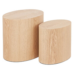 Alterego Set de 2 tables d'appoint 'SOKLE' en bois finition naturelle