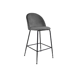 Lisa Design Antigua - lot de 2 tabourets de bar - en velours gris