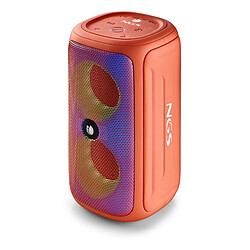 NGS ROLLER BEAST CORAL: Enceinte compatible Bluetooth 5.0 avec LEDS résistante aux éclaboussures (IPX5). Puissance: 30W. Couleur Corail. 