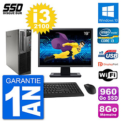 PC Lenovo M91p SFF Ecran 19" Intel i3-2100 RAM 8Go SSD 960Go Windows 10 Wifi · Occasion 