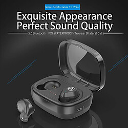 Mini TWS sans fil Bluetooth 5.0 casque stéréo intra-auriculaires écouteurs Noir 