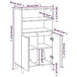 vidaXL Buffet haut Gris béton 60x36x110 cm Bois d'ingénierie pas cher