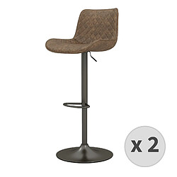 Moloo DINO-Tabouret de bar en cuir synthétique Marron-gris bronze (x2)