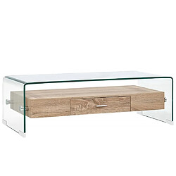 vidaXL Table basse Clair 98x45x31 cm Verre trempé