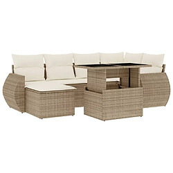 vidaXL Salon de jardin avec coussins 7 pcs beige résine tressée