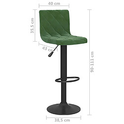 vidaXL Tabourets de bar lot de 2 vert foncé velours pas cher