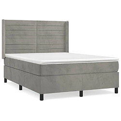 vidaXL Sommier à lattes de lit et matelas Gris clair 140x200cm Velours