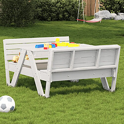 vidaXL Table de pique-nique pour enfants blanc bois massif de pin