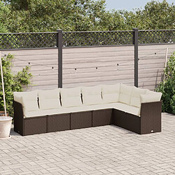 vidaXL Salon de jardin avec coussins 7 pcs marron résine tressée 