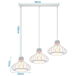 Stoex Lampe Suspensions Abat-Jour Cage en Métal Lampe de plafond Corde Ajustable Décoration pour restaurant Chambre Salon,Blanc pas cher