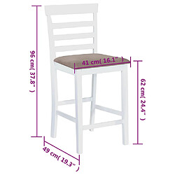 vidaXL Chaises de bar lot de 2 blanc tissu pas cher