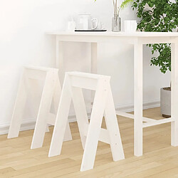 vidaXL Tabourets lot de 2 blanc 40x40x60 cm bois massif de pin 