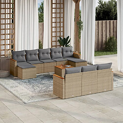 vidaXL Salon de jardin 11 pcs avec coussins beige résine tressée 