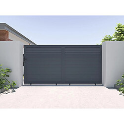 Vente-Unique Portail coulissant aluminium persien L374 x H180 cm anthracite - VIAZO