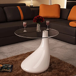 vidaXL Table basse avec dessus de table en verre rond Blanc brillant 