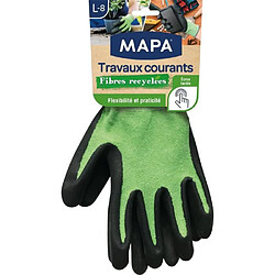 MAPA - Travaux Courants Fibres Recyclées - Gants de Jardinage Multi-Usages Fibres Recyclées - Flexibles et Résistants - Taille 8/L 