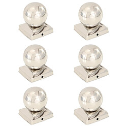 vidaXL Bouchons de poteau 6 pcs Globe final Acier inoxydable 91x91 mm