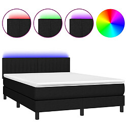 vidaXL Sommier à lattes de lit avec matelas LED Noir 140x190 cm Tissu