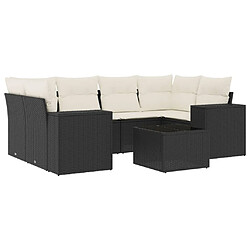 vidaXL Salon de jardin 7 pcs avec coussins noir résine tressée