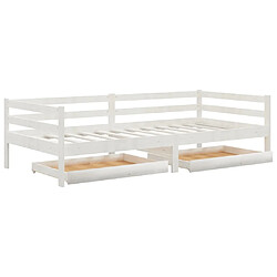 Maison Chic Lit de jour avec tiroirs, Lit de repos pour Salon Chambre,Canapé-lit,Lit d'invité 90x200 cm Blanc Bois de pin massif -MN61472